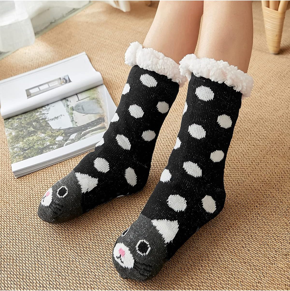 Century Star Fuzzy Slipper Socks for Women Cozy Fuzzy Anti Slip Grips Socks-Stocking Stuffers Christmas Gifts Winter - Image 3