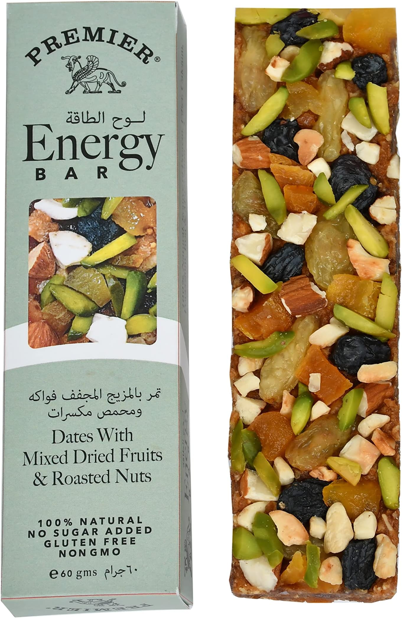 PREMIER ENERGY BAR: DATES WITH MIXED DRIED FRUITS & ROASTED NUTS (60g x 12 BARS)