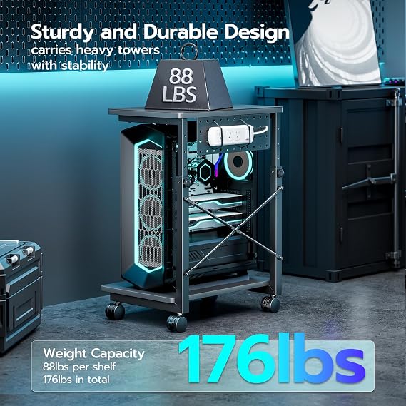 ARES WING Height Adjustable Computer Tower Stand Fits 21.7-33.5
