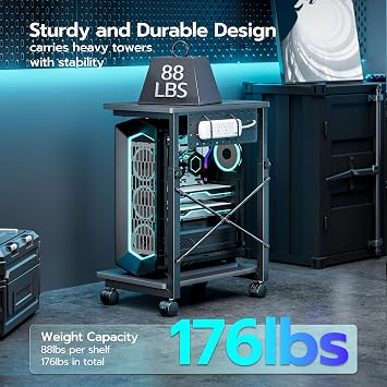 ARES WING Height Adjustable Computer Tower Stand Fits 21.7-33.5