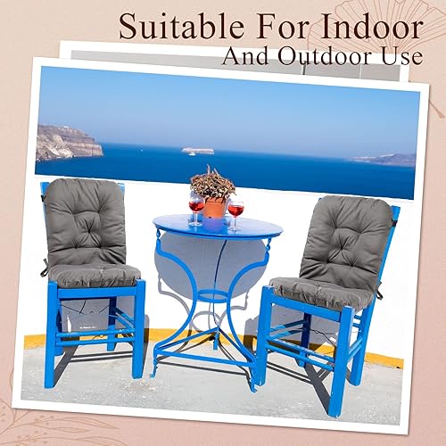 Miniatura 6 de Chunful Paquete de 4 cojines con respaldo copetudo para interiores y exteriores, resistentes a la intemperie, cojines giratorios para sillas de