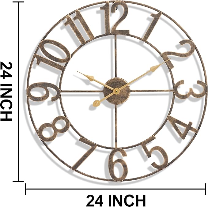 Reloj de Pared Grande Sorbus 24 pulgadas Metal Bronce Analógico miniatura 3
