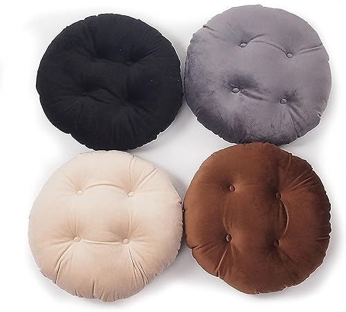 Miniatura 7 de Augld Cojín de taburete de bar de terciopelo suave acolchado redondo cubierta de taburete 14" terciopelo gris