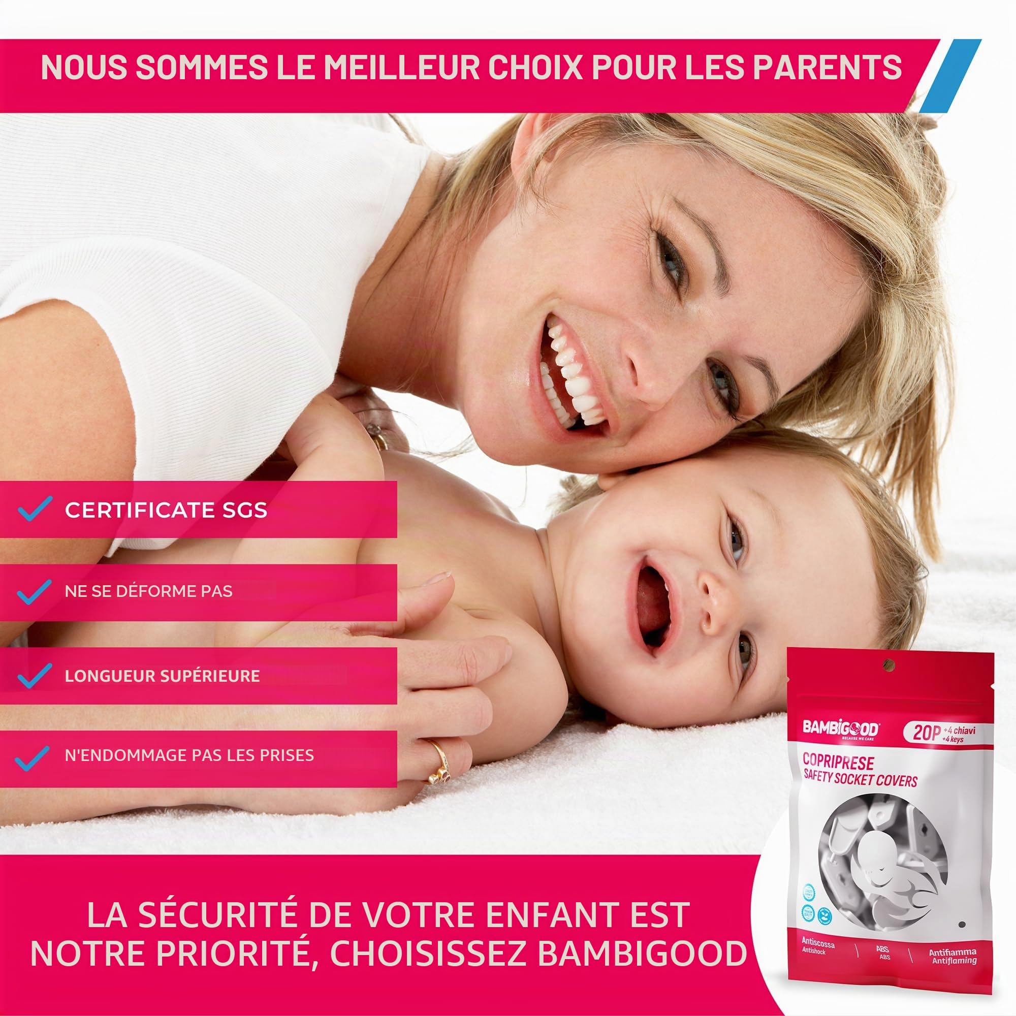 20+4 Cache Prise Bébé Electrique - Caches Prises Murale Universal 10/16A, Schuko pour Sécurité Domestique, Cache Protection Prise Electrique Bebe, Protege Prise pour Securite Enfant (Blanc)