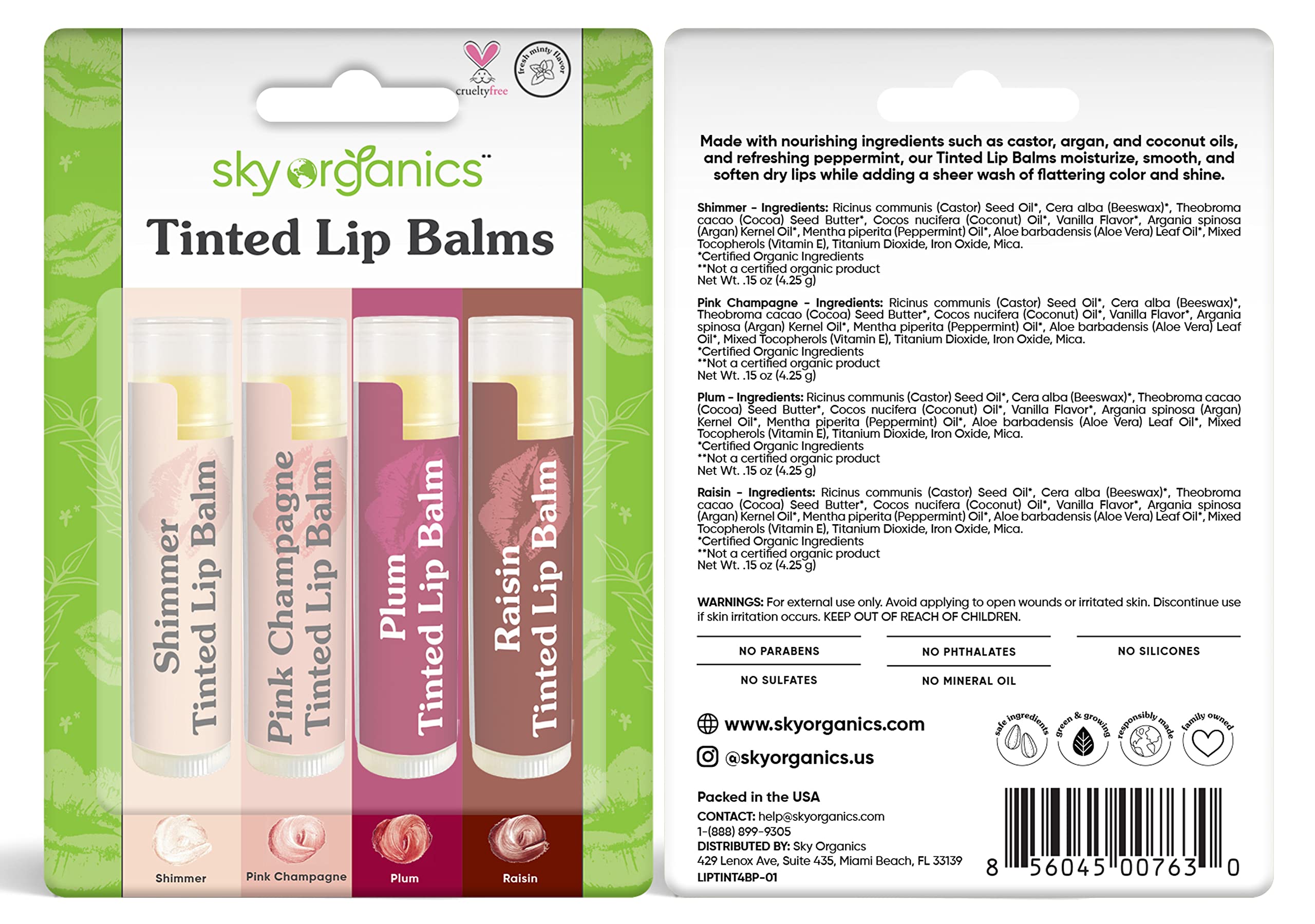 Sky Organics Tinted Lip Balms...B01LDELBTU
