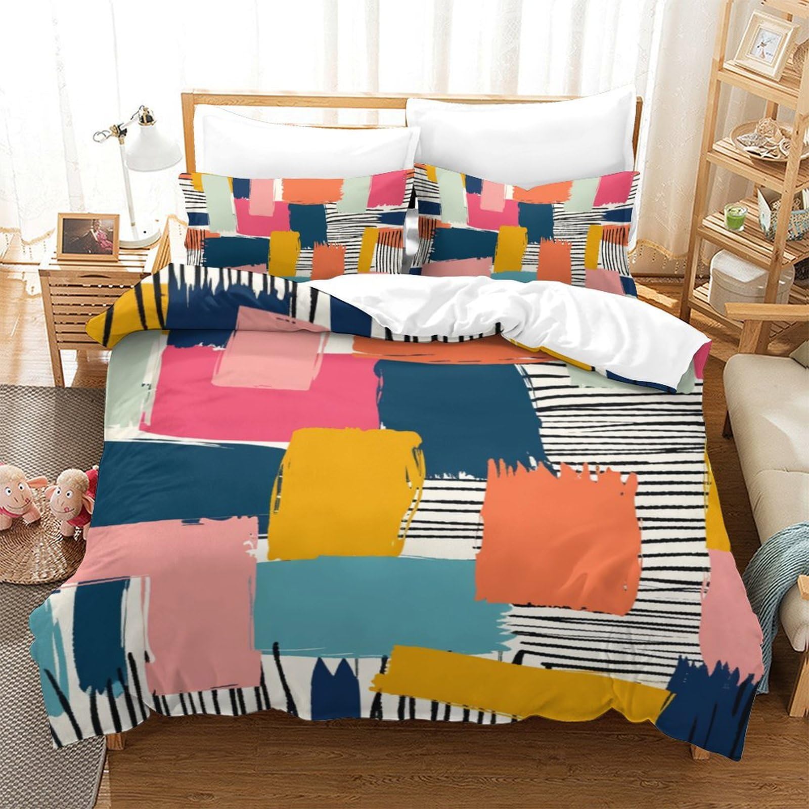 Housse de couette fermeture éclair graffiti 140x200 pour lit enfant propre