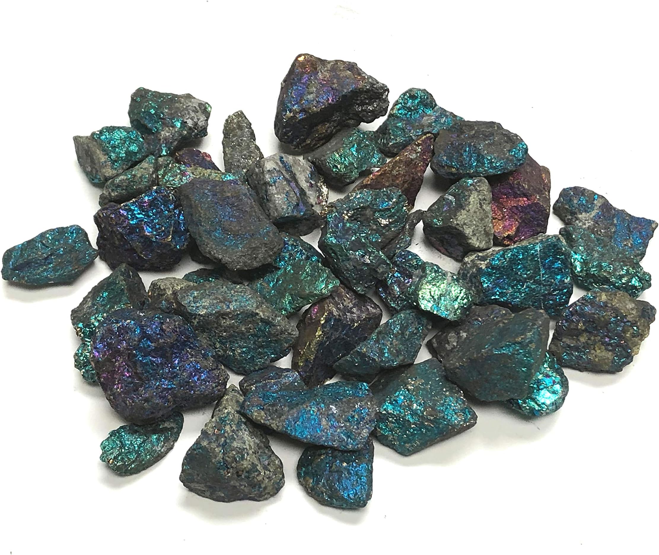 Zentron Crystal Collection Rough Chalcopyrite Peacock Ore with Velvet Bag - Large 1" Natural Bulk Rocks for Tumbling, Wire Wrapping, Polishing, Wicca and Reiki (1 Pound)