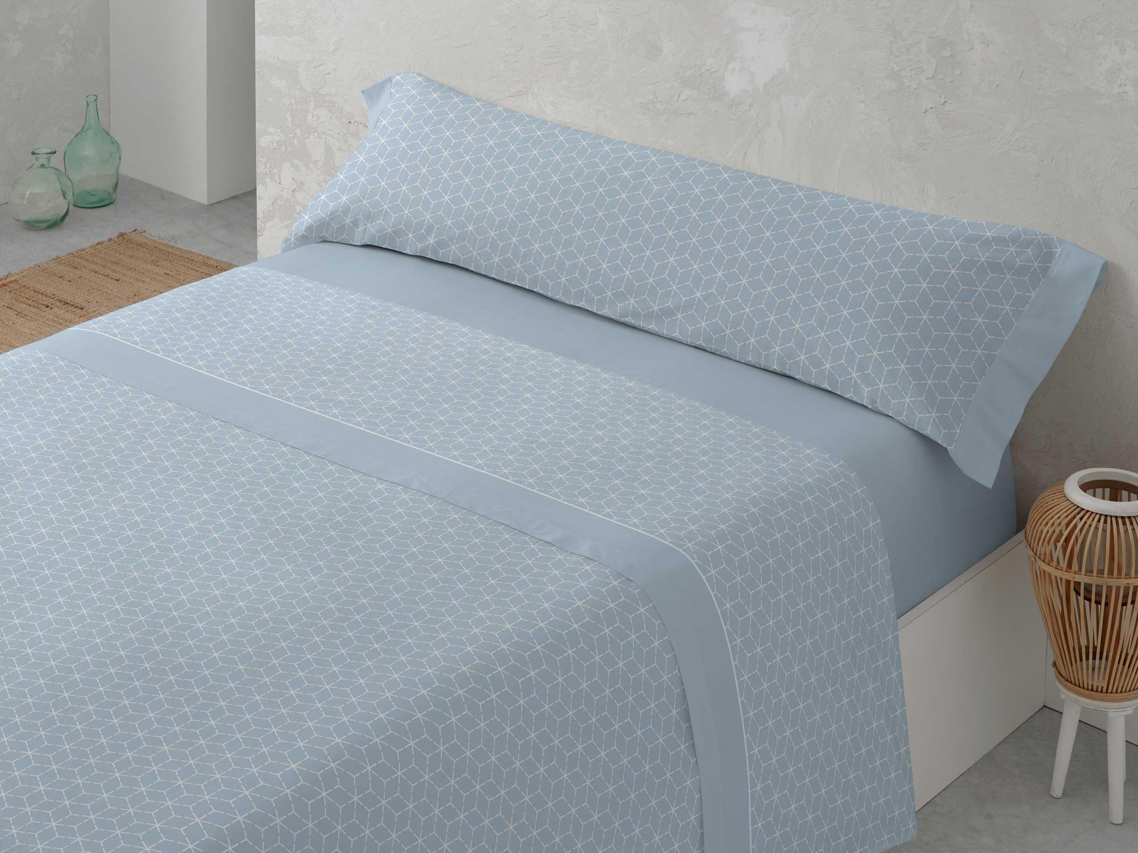 REVITEX - Juego de sábanas Invierno Franela Fiona de 100% algodón, 3 Piezas (encimera, Bajera, almohadón), gramaje 190 g/m2, Muy cálidas (Cama 150, Azul)