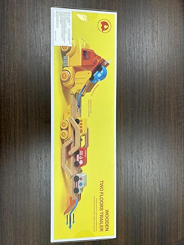 Miniatura 9 de Camión transportador de coche de juguete con vehículos de madera, remolque de pista, luces y sonidos, regalo para niños de 2 a 5 años