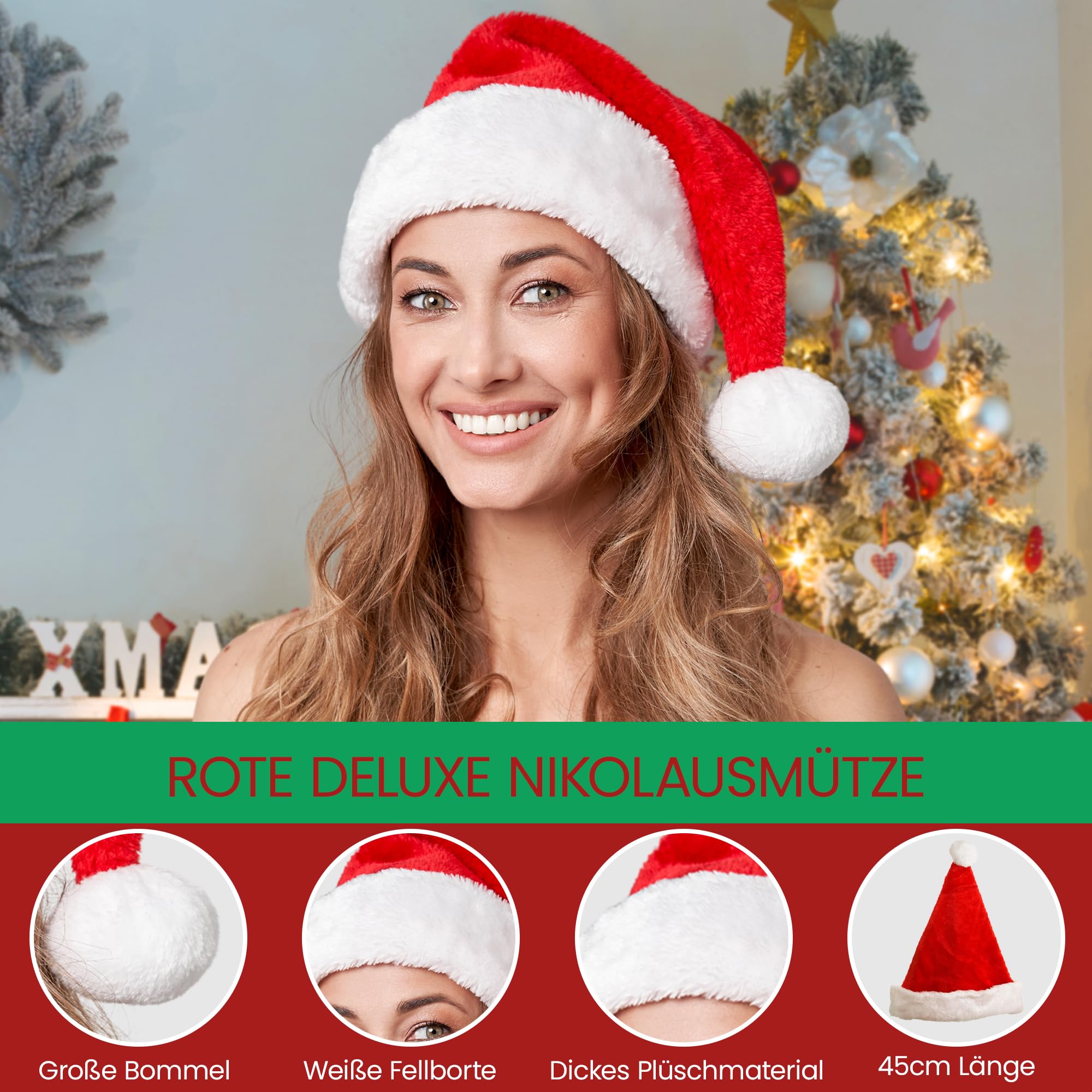 REDSTAR Neuheits-Weihnachtsmützen-Set – enthält Weihnachtsmützen, Weihnachts-Truthahnmütze für Erwachsene, Weihnachtspudding-Mütze für Erwachsene, Weihnachtsbaummütze –