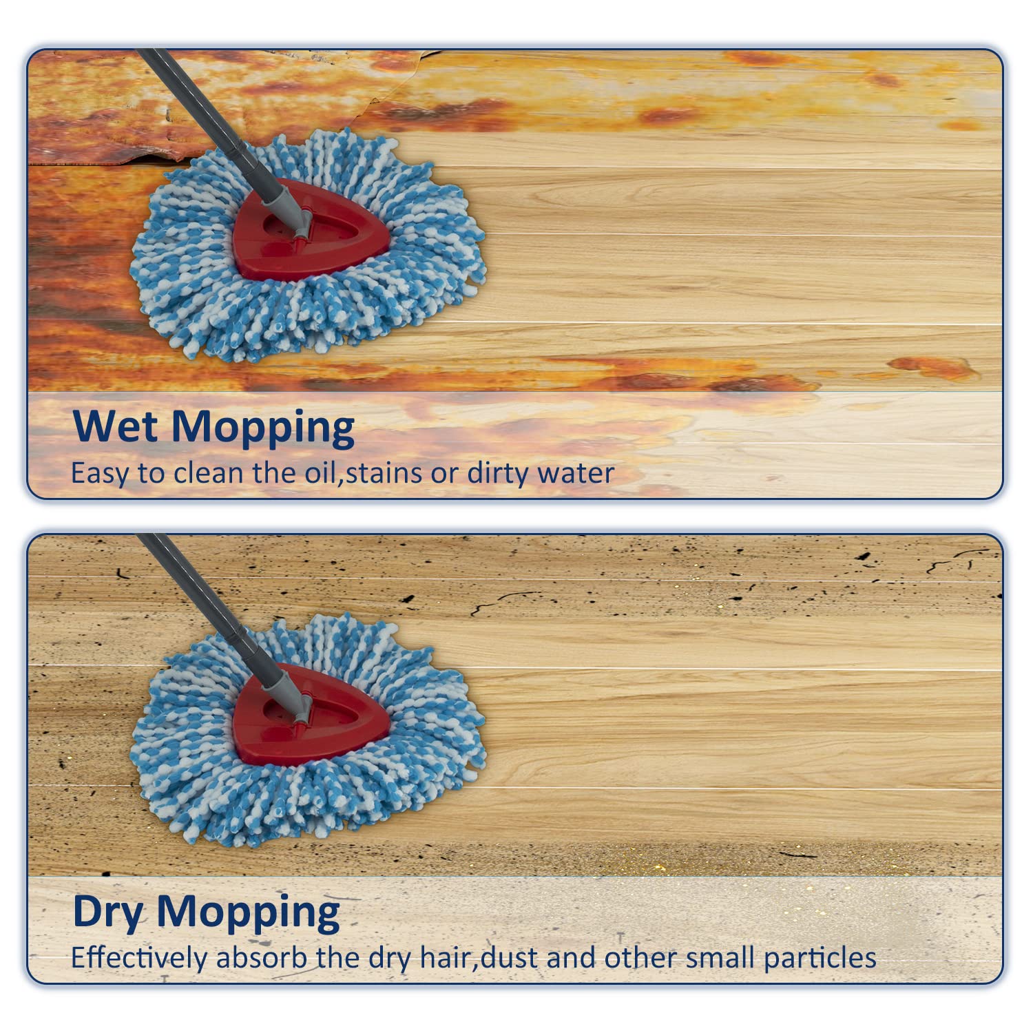 Paquete de 2 cabezales de fregona de repuesto compatibles con Oceda EasyWring, cabezal de repuesto para fregona EasyWring Spin Mop 1 tanque Systerm – microfibra, fácil de reemplazar, limpieza profunda