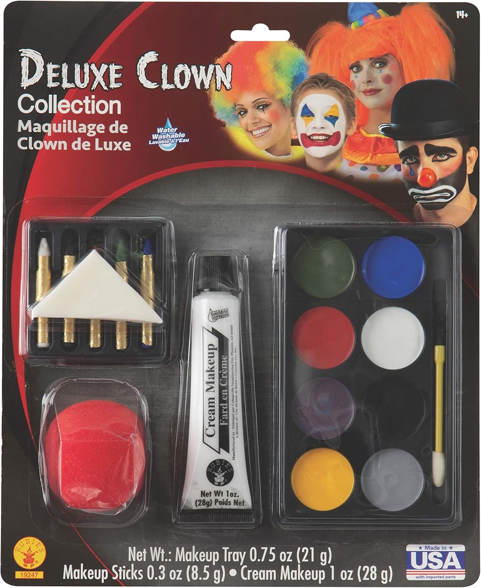 Clown Deluxe Make Up Kit for Adults, Unisex One Size