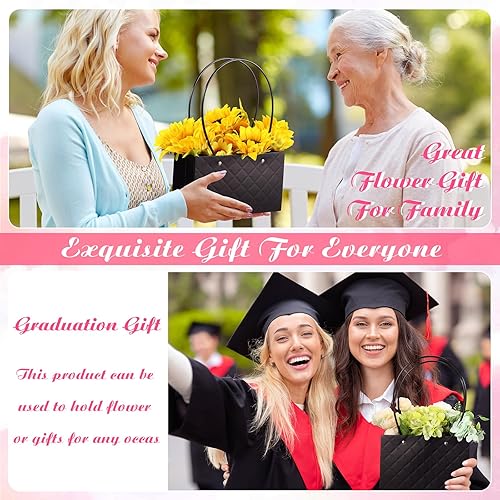 Miniatura 6 de Geelin 30 bolsas de regalo de flores, bolsas de ramo de papel, caja de flores rectangular para arreglos, caja de ramo impermeable con asas,
