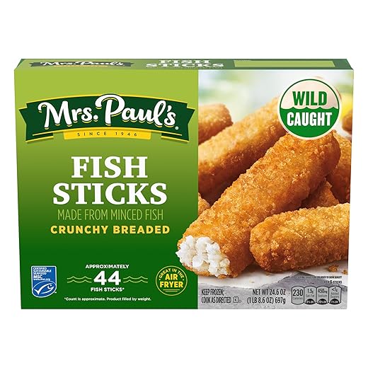 Mrs. Paul's Crunchy Breaded Fish Sticks, Made With 100% Real Fish, Frozen, 24.6 oz 44 ct