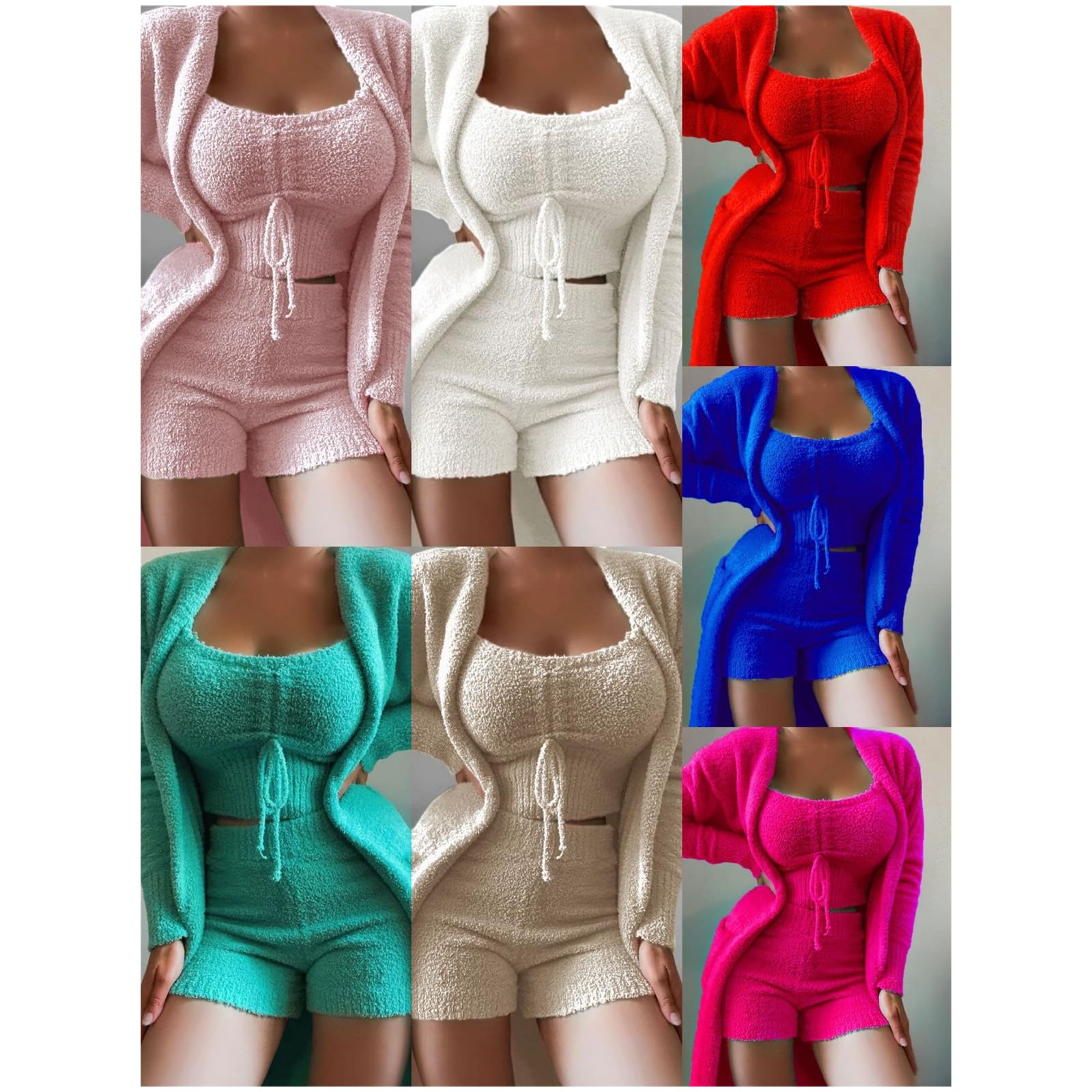 TEidea Pigiama Donna Invernale Set di Pigiama da Donna Autunno E Inverno, Set A Tre Pezzi: Top + Pantaloni + Giacca