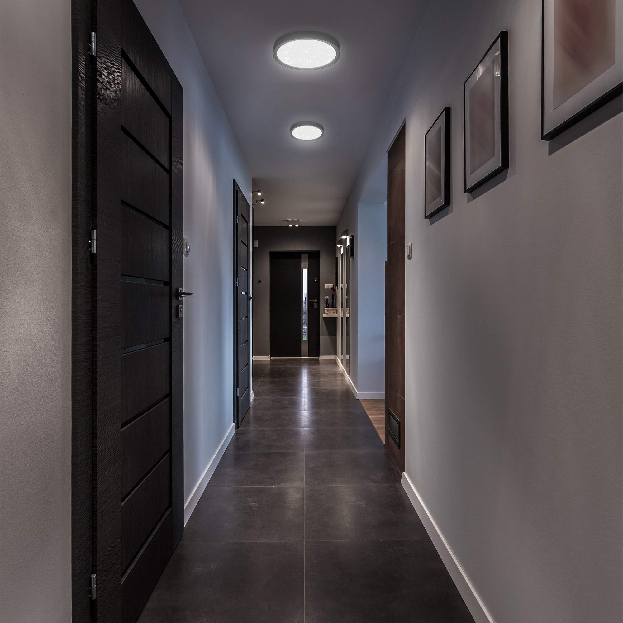 Plafonnier LED B.K.Licht 12W - 1200lm - 4000K Blanc Neutre - Ø25cm - Noir Mat - IP20 - Fixation Included