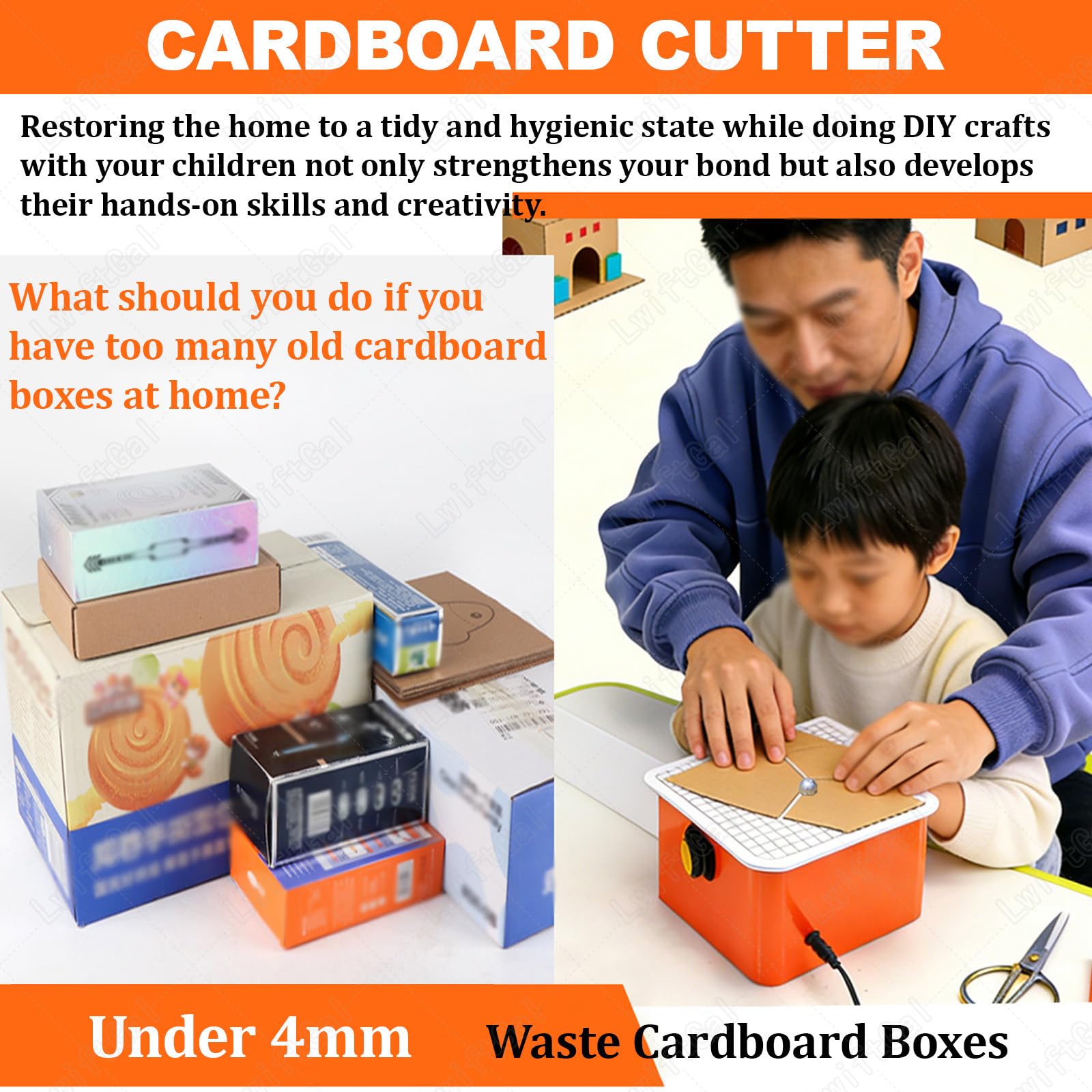 Taglierina per Cartone Sicura per Bambini, Strumento Elettrico Senza Lama per Tagliare La Carta con Cassetto per Gli Scarti, Kit Fai-da-Te per Costruire Modelli 3D