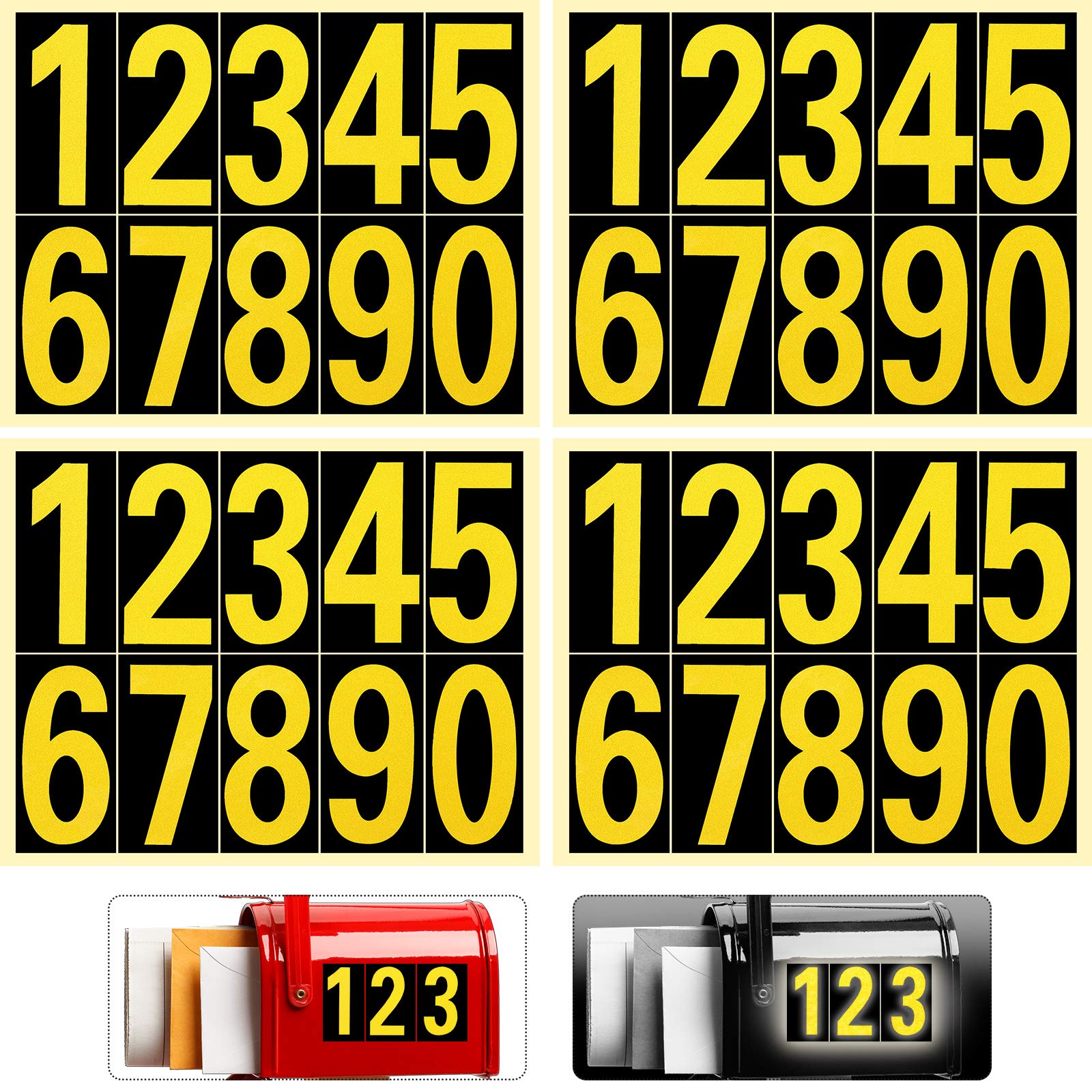 Zonon 40 Pcs Number Decals Reflective Mailbox Numbers Sticker for Outside Self Adhesive Decal Die Cut Classic Style Vinyl 0-9 Waterproof and