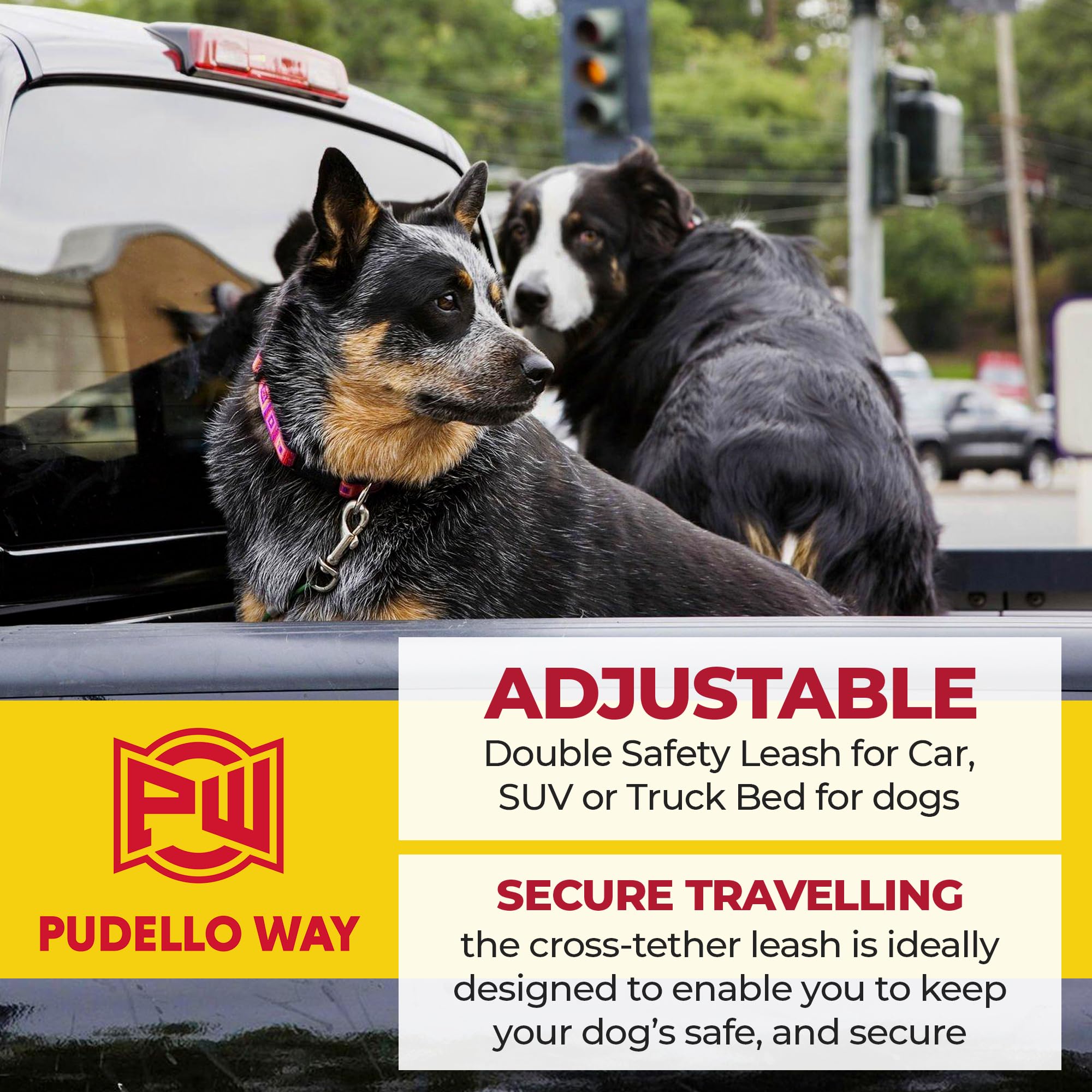 Dog Truck Tether Pudello Way Truck Bed Dog Tether - Adjustable Safety Leash  System For One Dog Diy Truck Bed Dog Tether