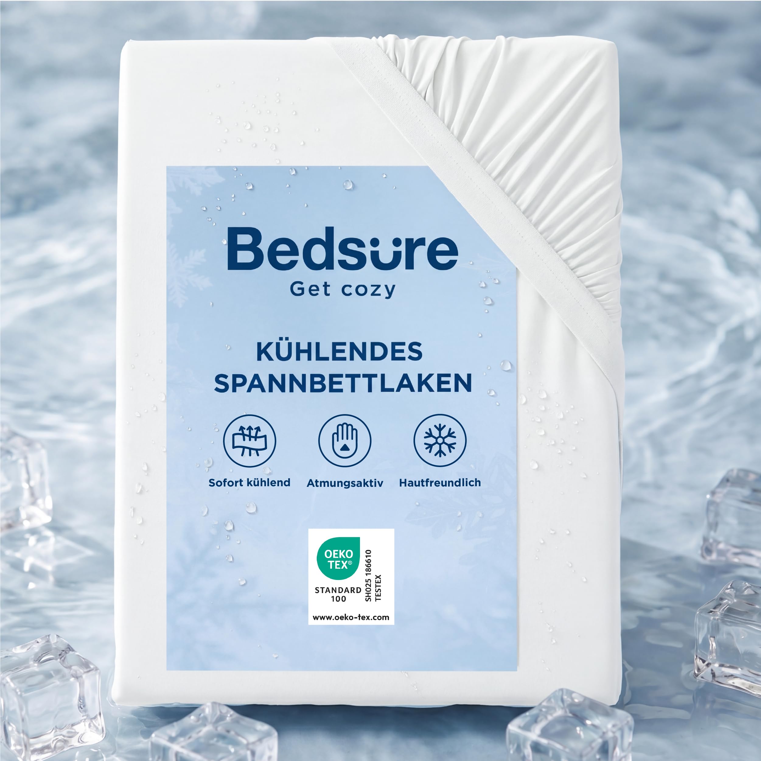 Bedsure Spannbettlaken 140x200cm kühlendes Bettlaken - Sommer Spannbetttuch bis 40cm für hohe Matratzen, Boxspringbett, Oeko-TEX Zertifiziert Q-MAX 0.4-Kühlstoff sorgt, Weiß