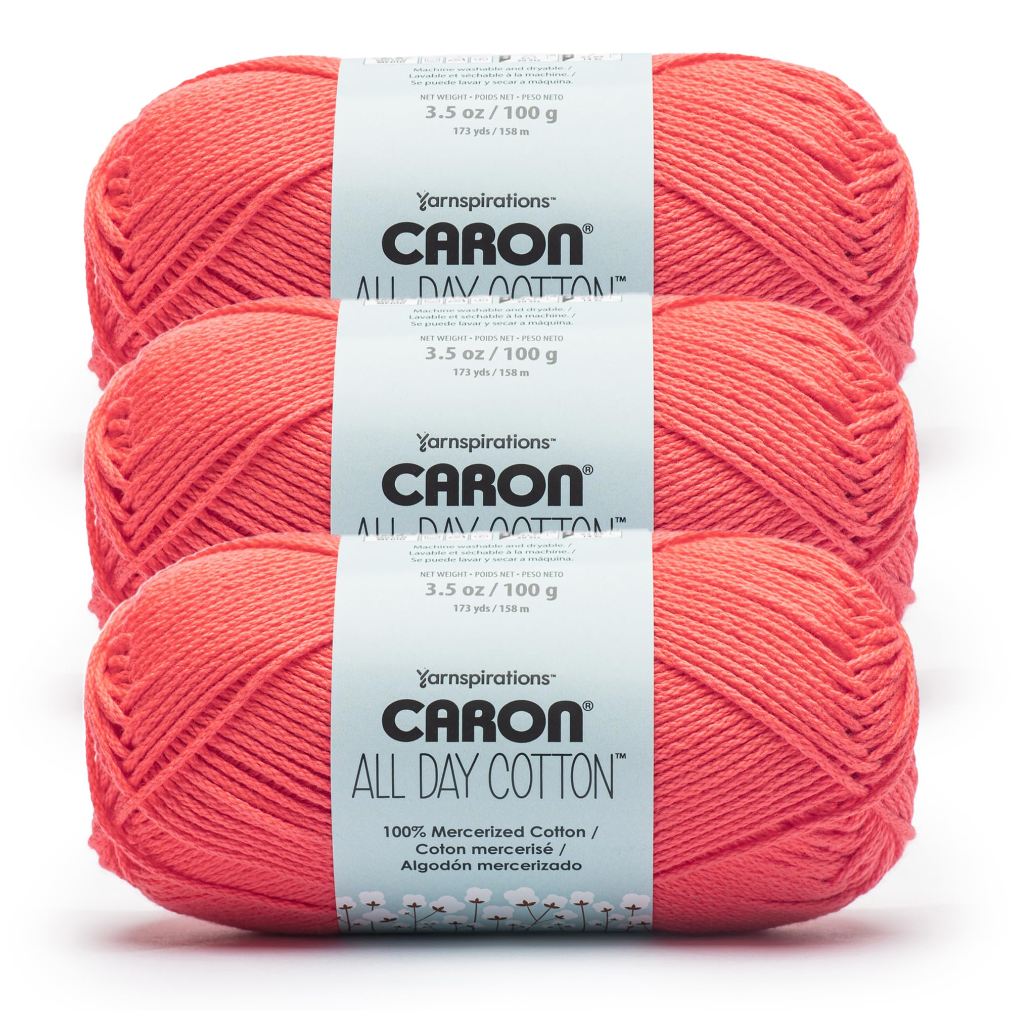 Amazon.com: Caron All Day Cotton - 3 Pack of 173 Yards/3.52 oz