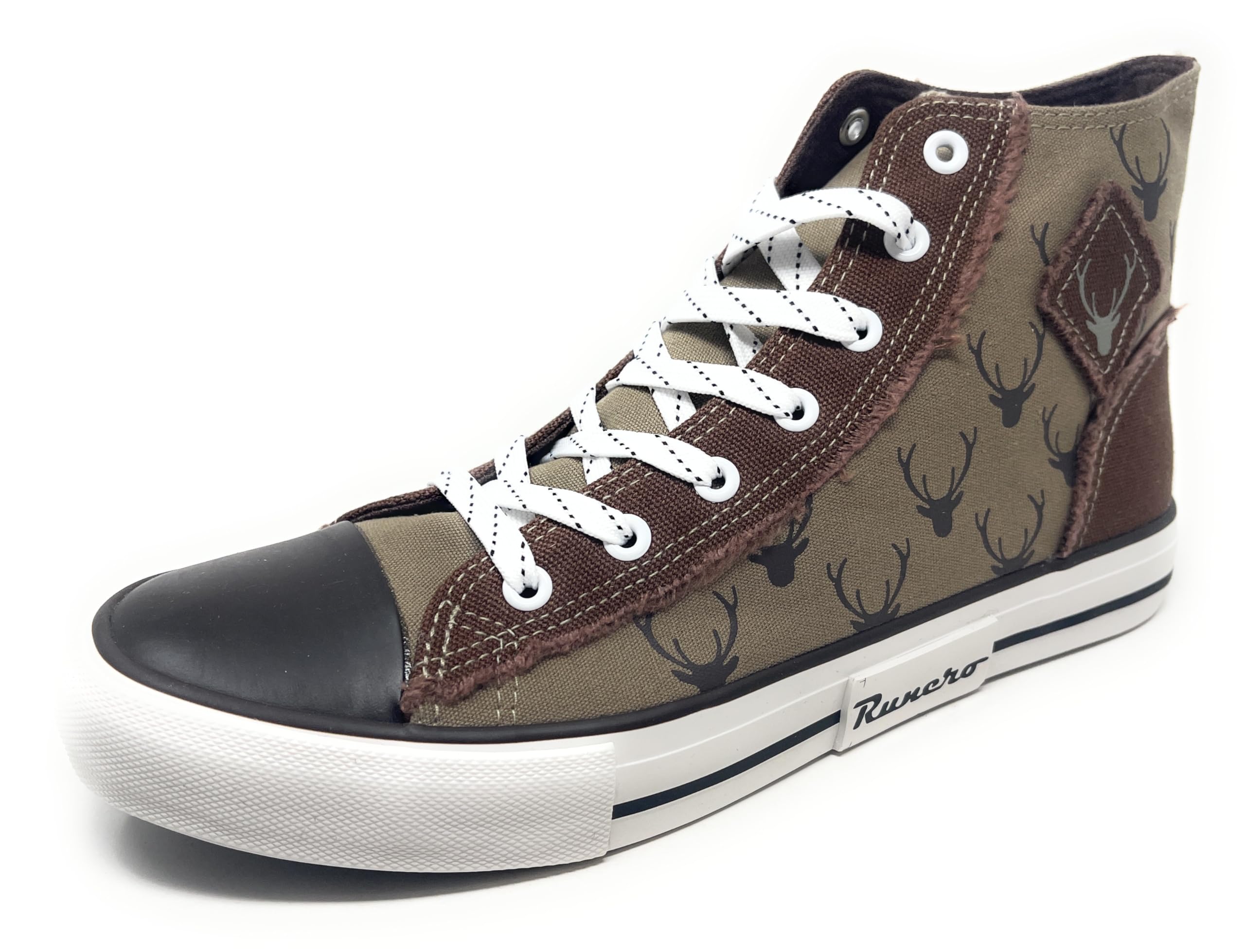 Trachtensneaker High Top Trachten Sneaker Freizeitschuhe Trachtenschuhe Damen Herren Unisex, EU 37, 38, 39, 40, 41, 42, 43, 44, 45, 46 Braun Khaki 45 EU