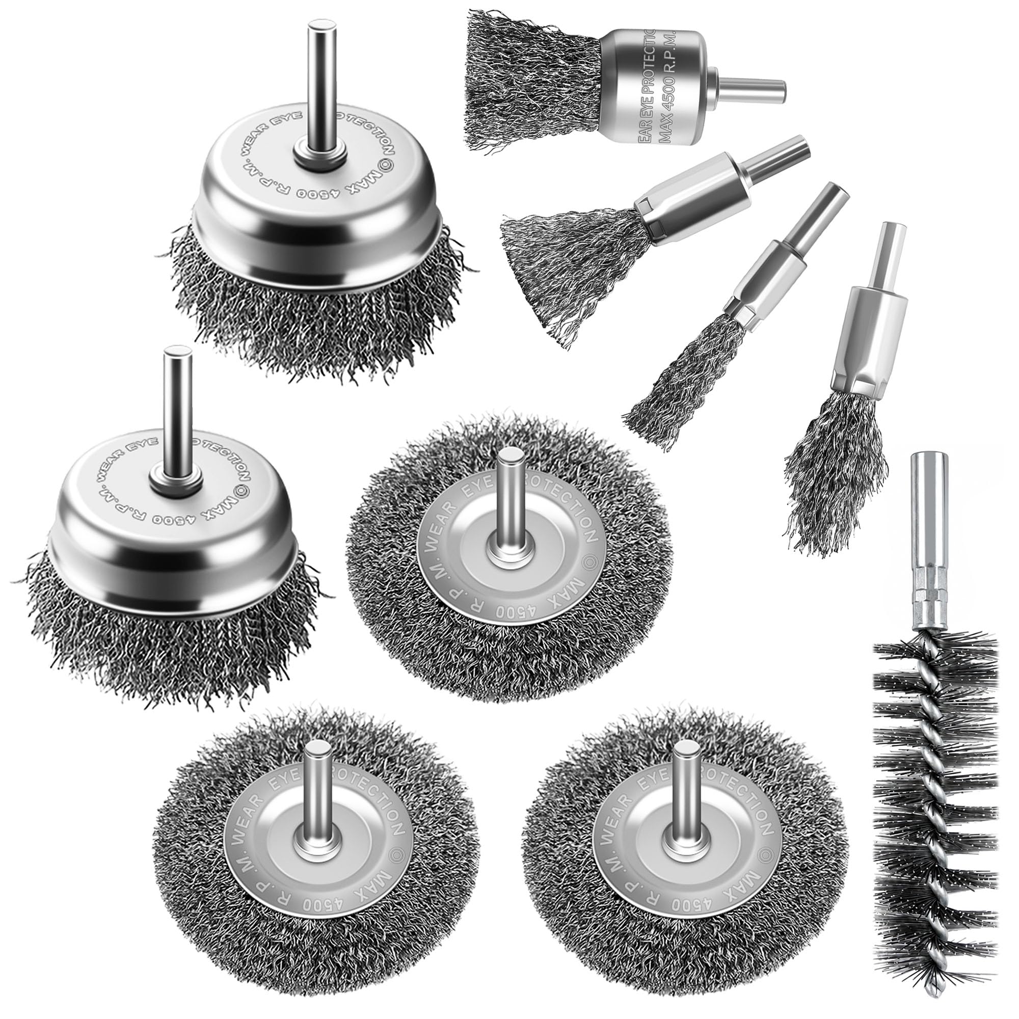 10-Teilig Drahtbürsten Set für gründliche Reinigung 1/4-Zoll-Schaft