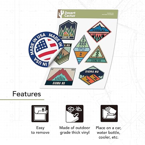 Miniatura 3 de Desert Cactus Sigma Nu - Calcomanías griegas para ventana, laptop, computadora, automóvil (hoja de naturaleza)