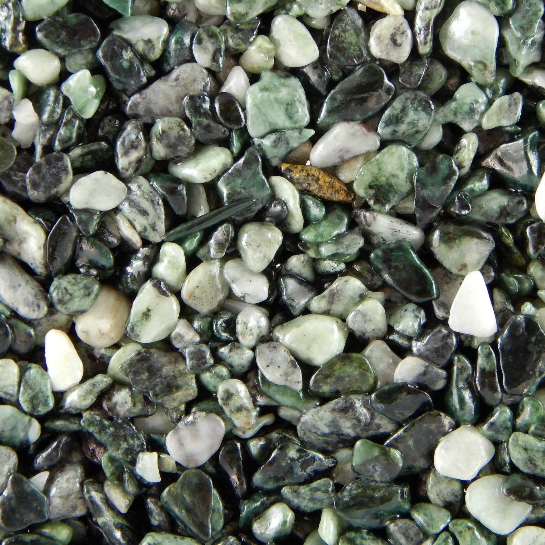 Terralith Steinteppich Marmor Komplett-Set für 1qm - Körnung: fein - 2-4mm mit Polyurethan Bindemittel - für Außen in grün (jade)