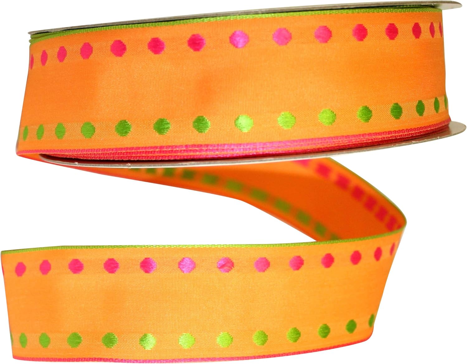 Reliant Ribbon Dot Delight 2 Value Wired Edge Ribbon, 1-1/2 Inch X 50 Yards, Orange