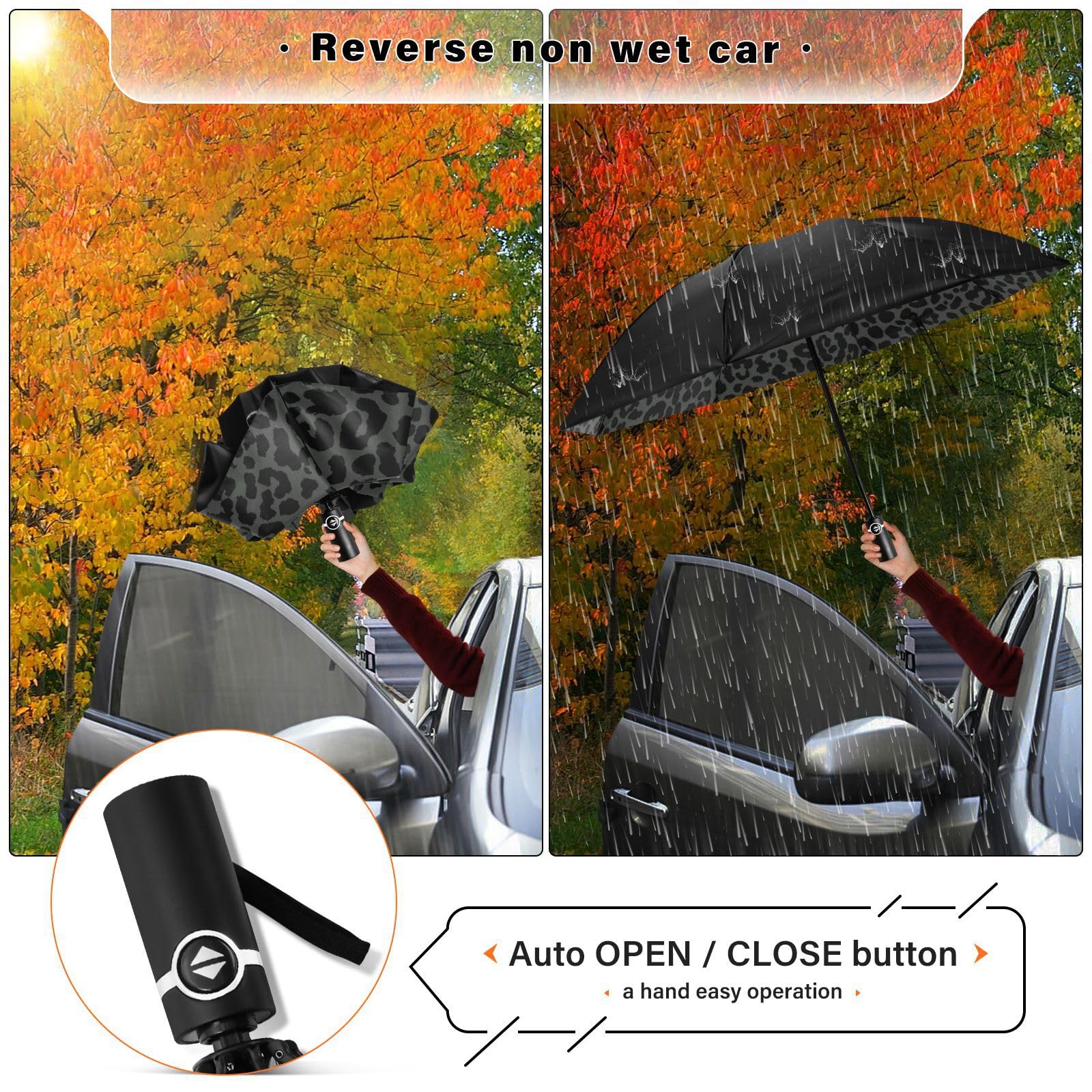 ALAZA Faltbarer Regenschirm, kompakt, Reiseschirm, automatisches Öffnen und Schließen für Regen, winddicht, UV-Schutz, groß, tragbar