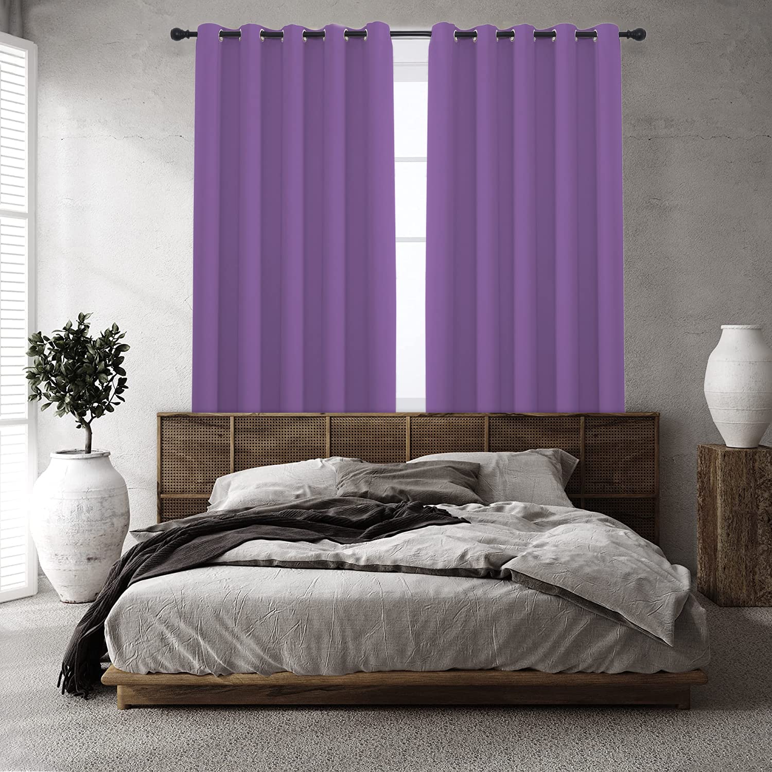 Sichtschutz Rideau Ignifuge Isolant 241x132cm(H x B), Rideaux Velours Opaques Pas de Décoloration pour Chambre Salon 1pièce-Violet