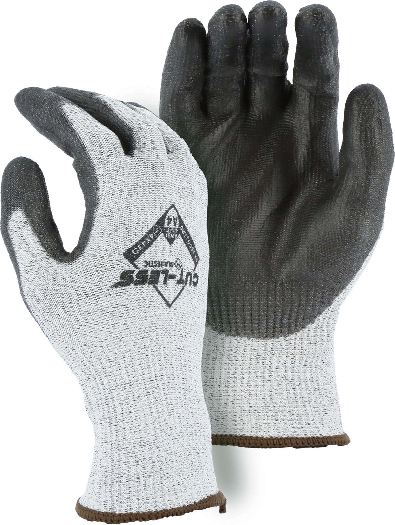 Majestic Cut-Less Korplex Glove with Polyurethane Palm | 1 Dozen - XXL | 13 Gauge Liner, ANSI A4, Lightweight Comfort, Breathable, Gray/Black | for