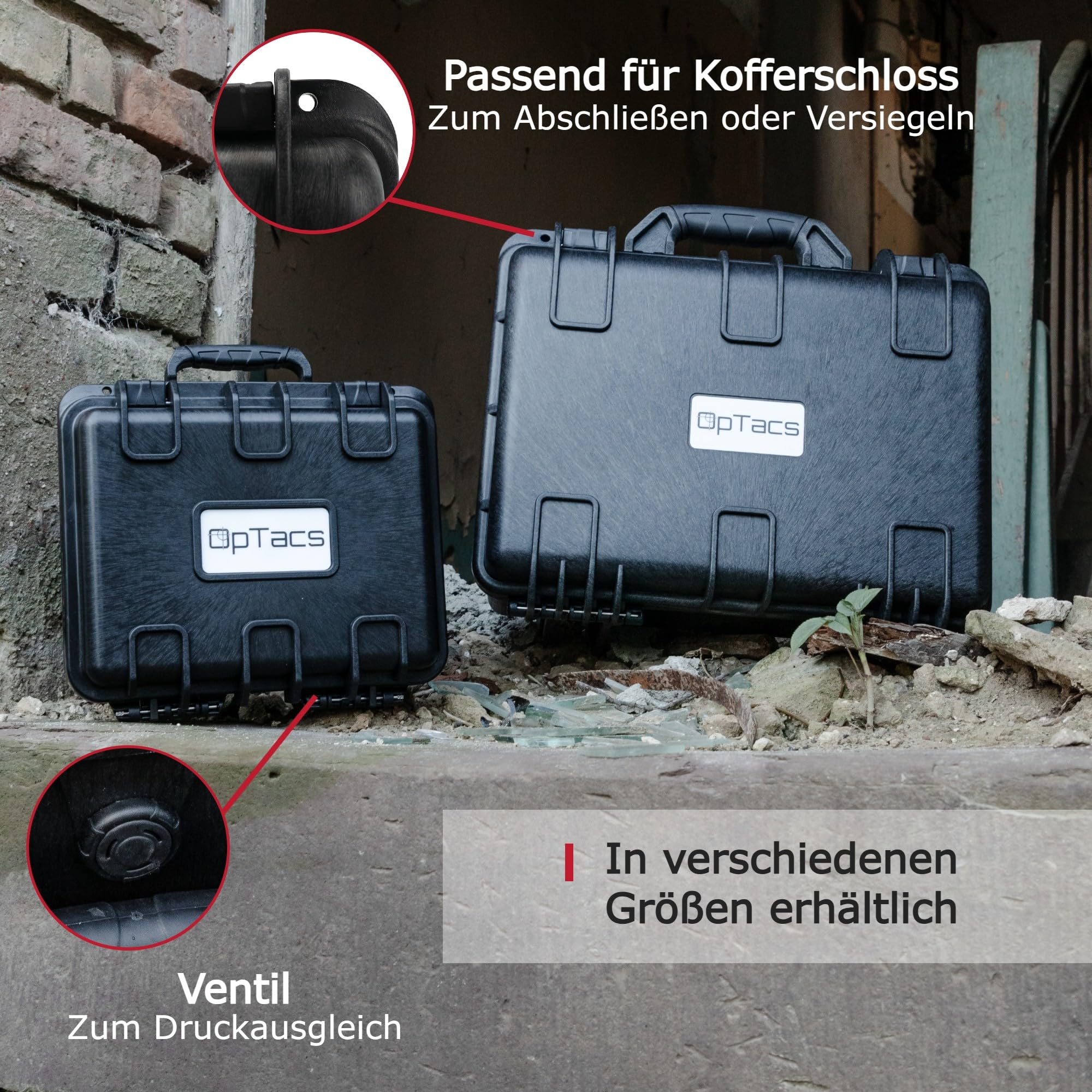OpTacs Waffenkoffer Pistolenkoffer für Kurzwaffen mit Rasterschaumstoff abschließbar - Airsoft Pistole Gun Case 27x23x18cm wasserdicht für Waffen und Zubehör