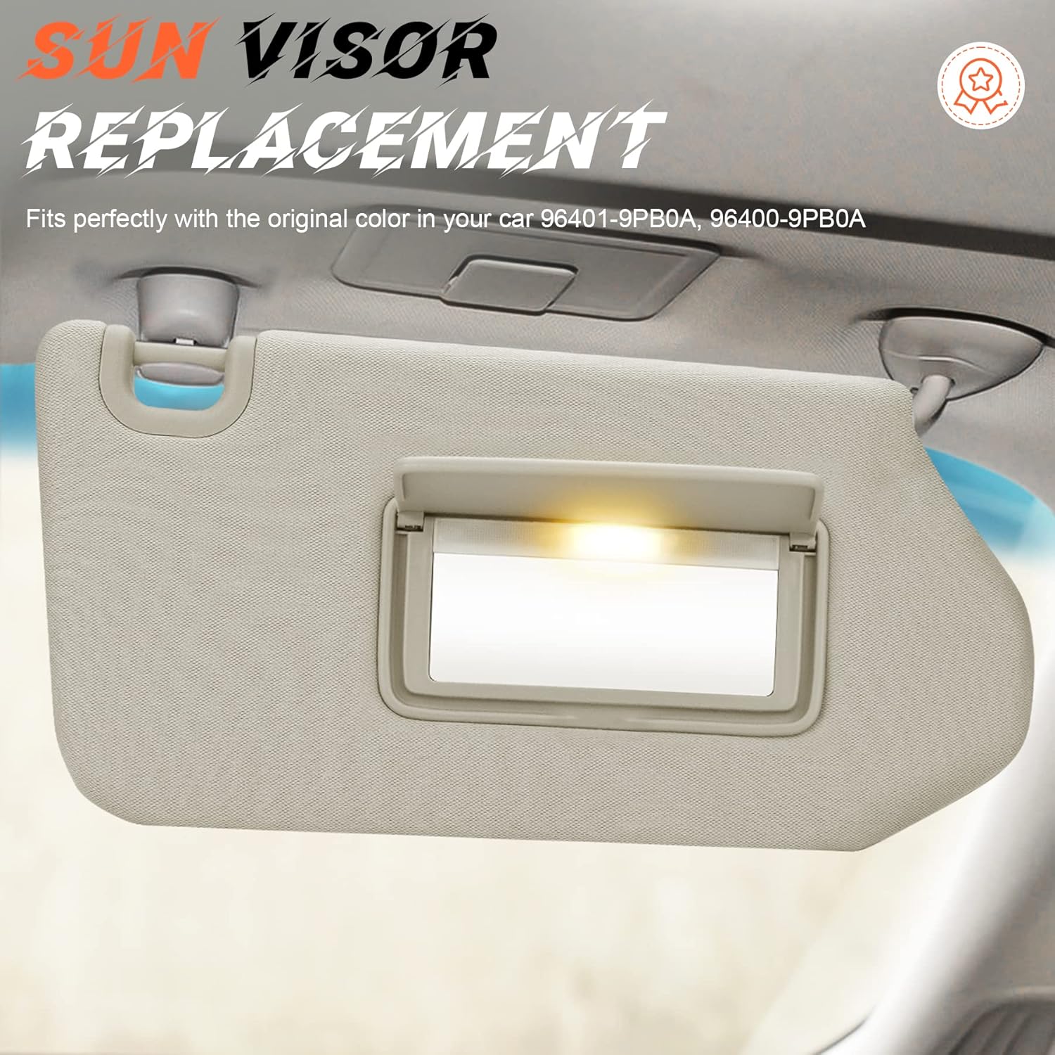 Beige Driver Left + Passenger Right Side Sun Visor Replacement Compatible with Nissan Pathfinder 2013-2018, Infiniti QX60 2014-2017, Infiniti JX35 2013 Replace 96401-9PB0A, 96400-9PB0A