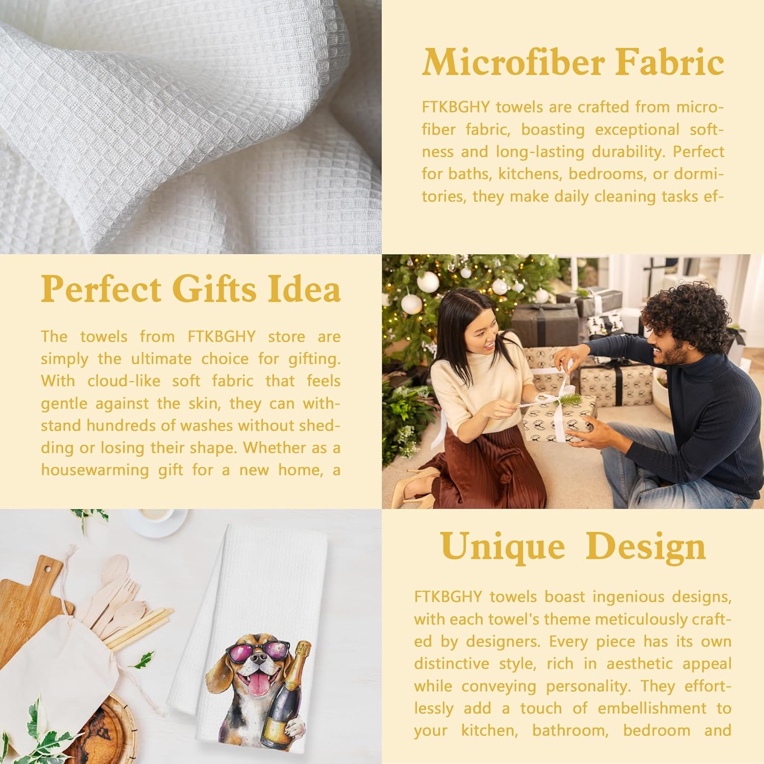 Funny Champagne Beagle Kitchen Towels, Beagle Gifts for Women Men, Champagne Lover Gifts Decorative Dish Hand Tea Towels for Kitchen Home Bar, 16x24 Inch - Image 6