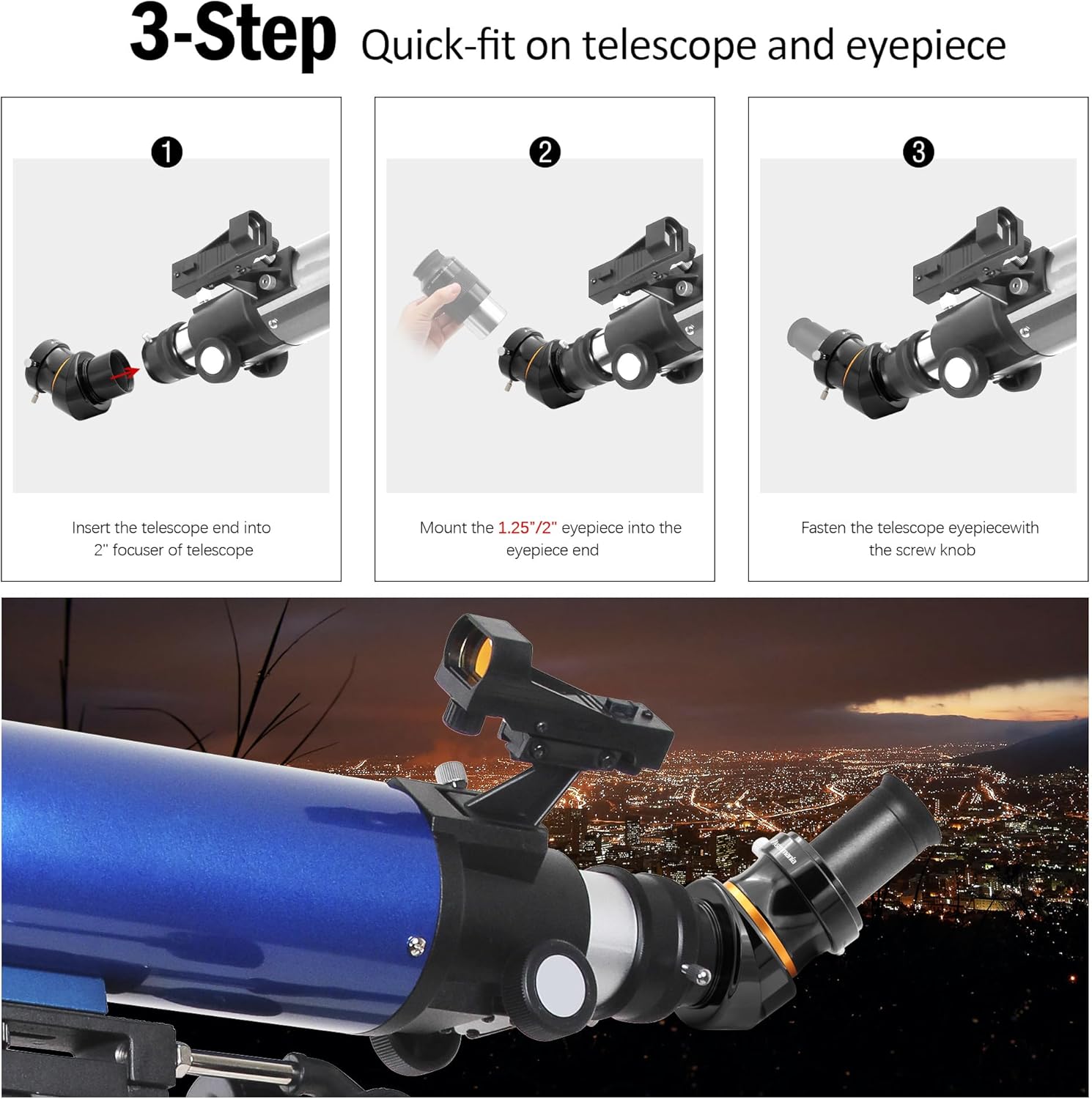 Astromania Deluxe Telescope LRGB 2 Inch Filter Set - Bundle with - 2 inch Diagonal 45-Degree