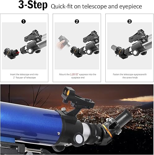 Miniatura 12 de Astromania Espejo diagonal de estrella de 2 pulgadas de 90 grados con revestimiento dieléctrico de reflectividad del 93% - Totalmente de metal