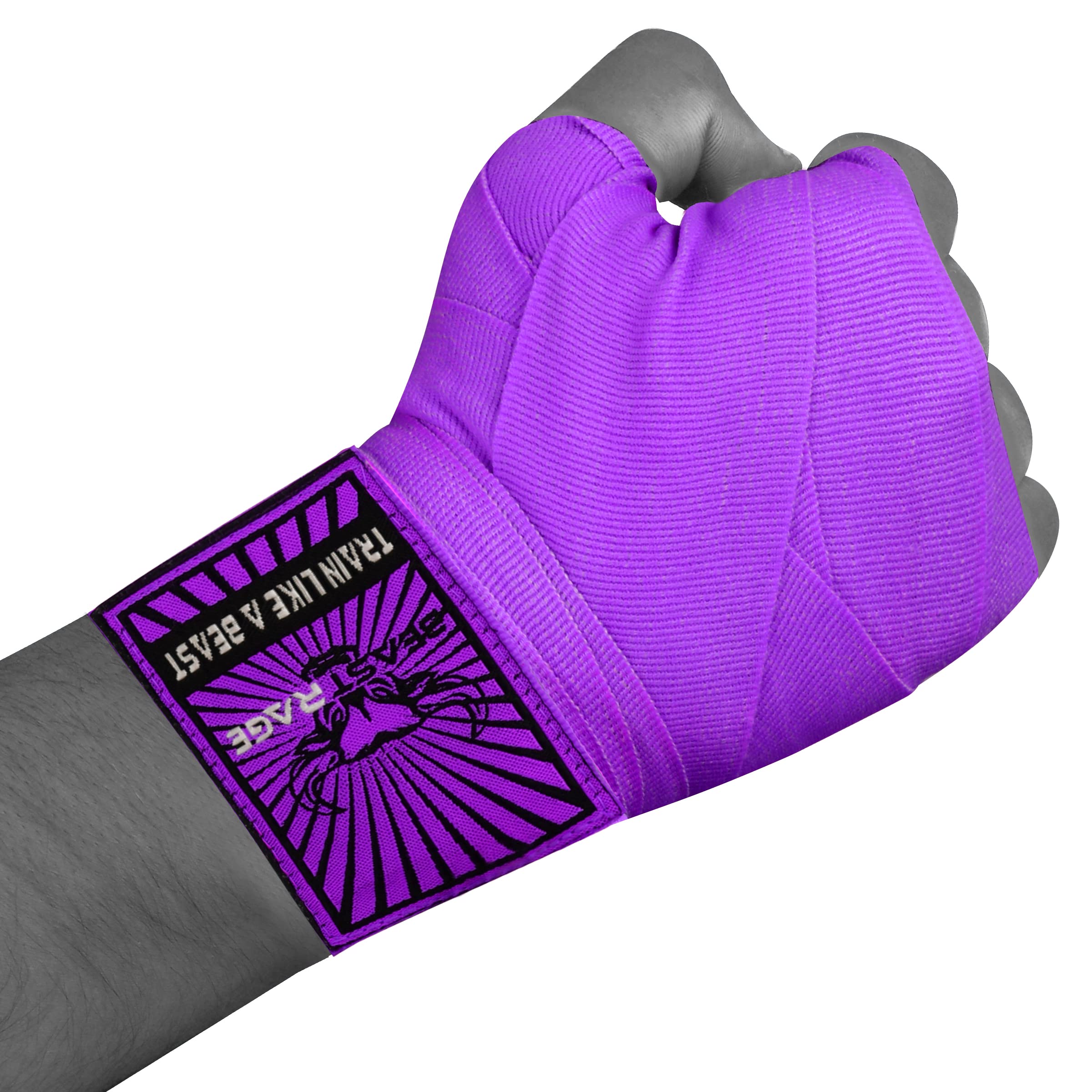 BEAST RAGE Vendajes Boxeo 4.5 M Cinta Elástica para Muñeca con Lazo Pulgar MMA Muay Thai Kick Boxing