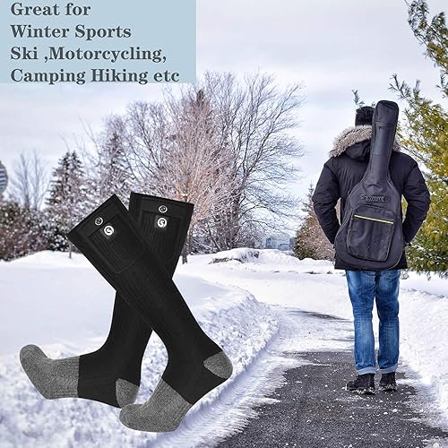 Miniatura 7 de SNOW DEER - Calcetines térmicos, 2020, calcetines eléctricos mejorados con batería recargable de 7.4 V para hombres y mujeres, calcetines cálidos de