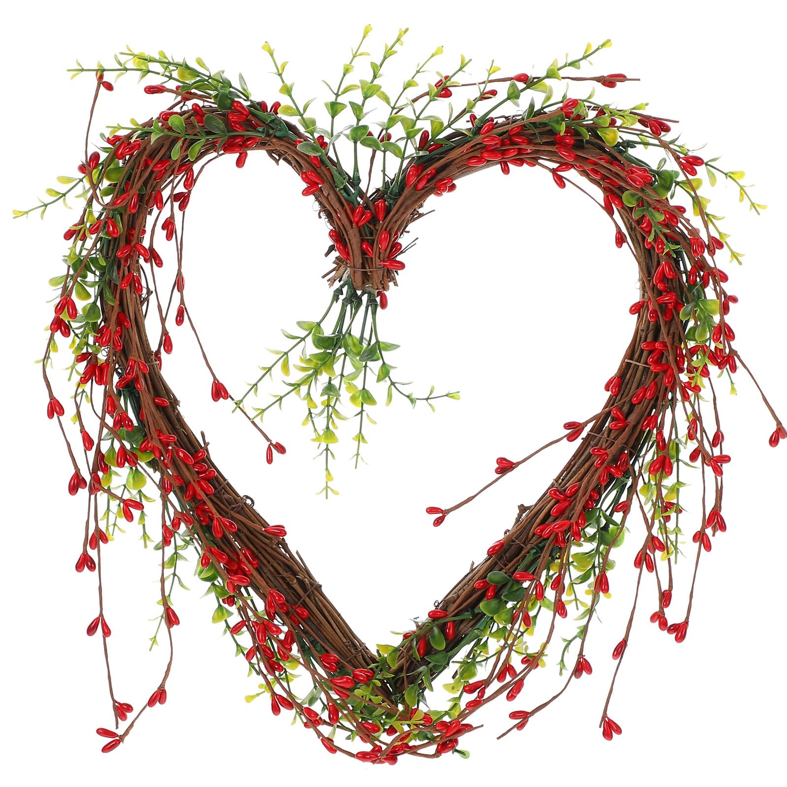 Couronne de cœur en baies rouges, le cadeau idéal pour décoration de mariage et maison