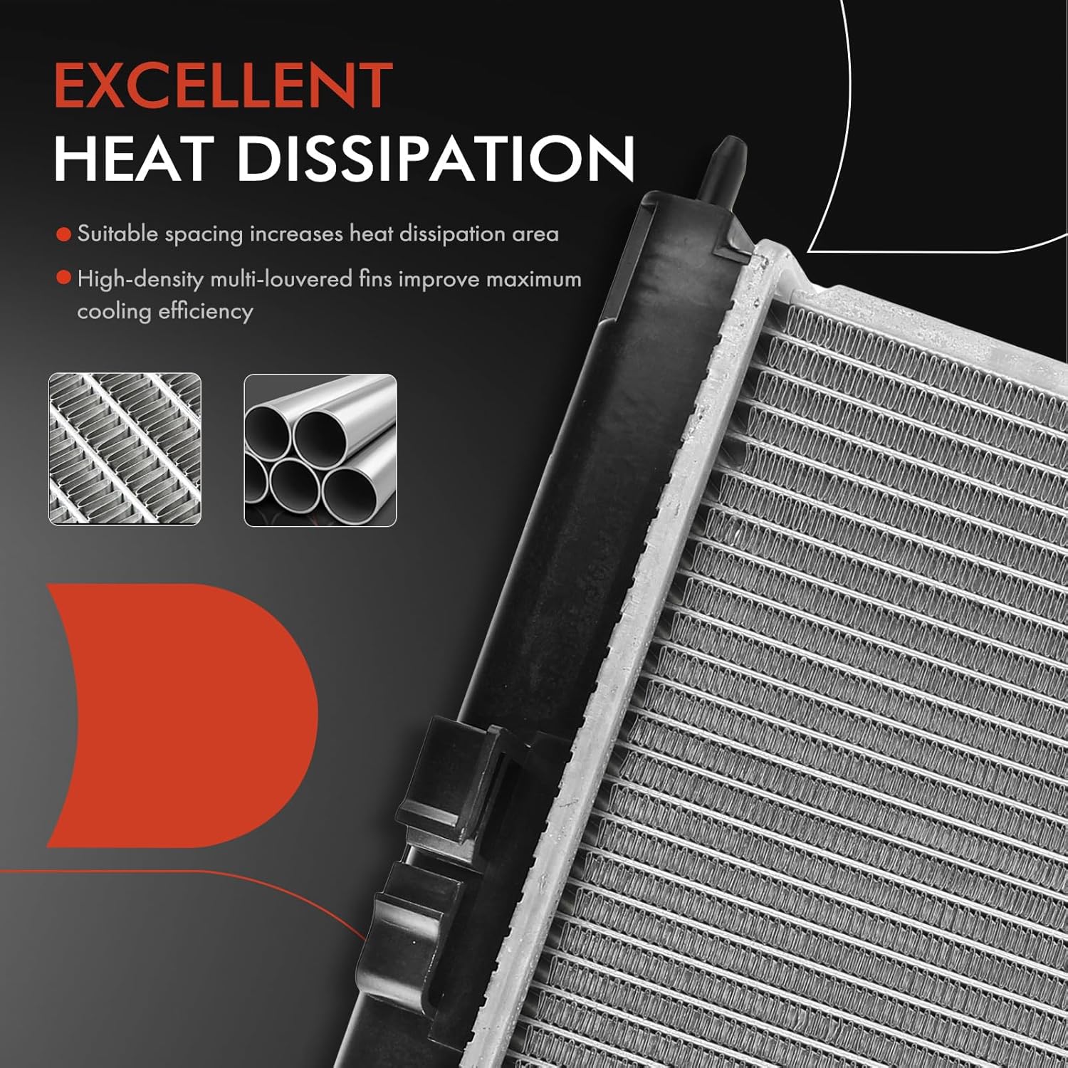A-Premium Engine Coolant Radiator Compatible with Mitsubishi Lancer 2008-2015 L4 2.0L, Outlander 2008-2009 L4 2.4L, Outlander 2007-2009 V6 3.0L, Manual Trans. Replace# 1350A050