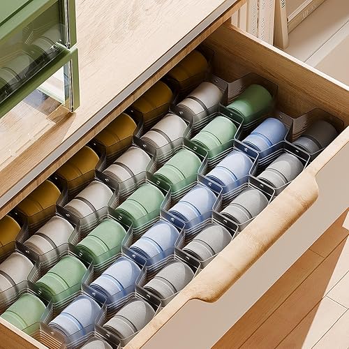 Miniatura 3 de Organizador para cajones con divisor en forma de panal de abejas, ajustable, para ropa interior, cinturones, bufandas, calcetines (gris (2 unidades))