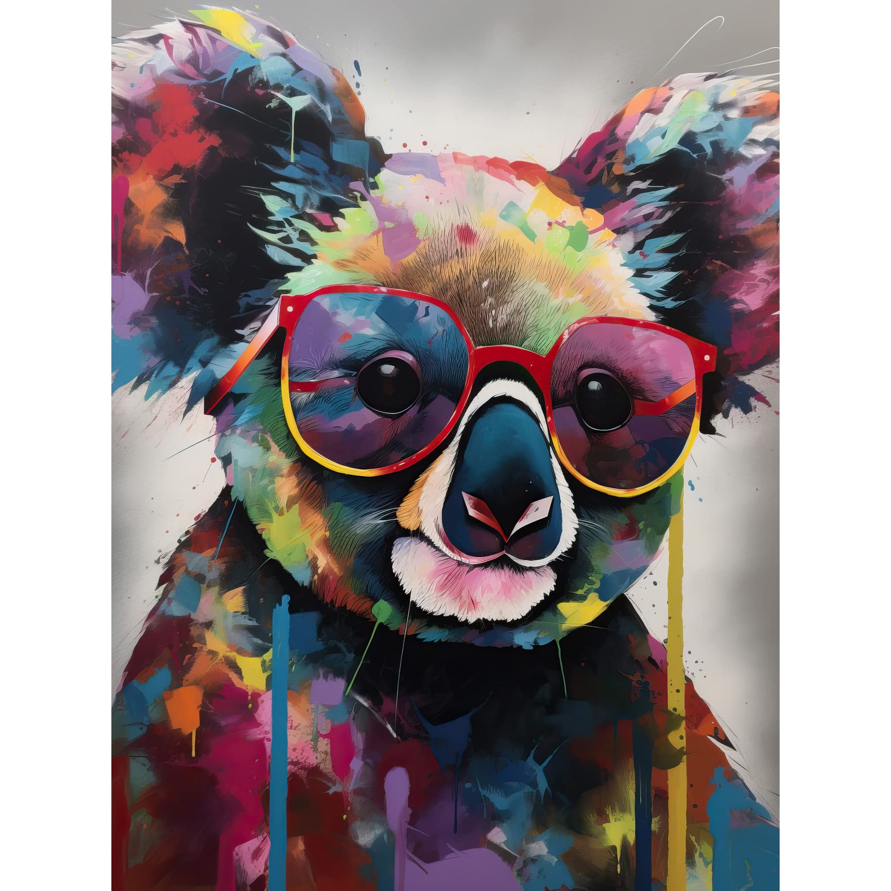 Artery8 Koala With Purple Sunglasses Modern Multicoloured Large Wall Art Poster Print Thick Paper 18X24 Inch