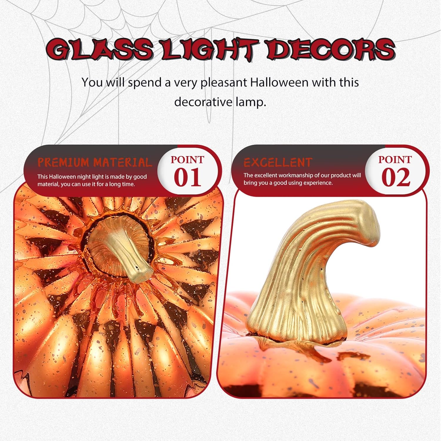 Homoyoyo Statue Decor Halloween Pumpkin Lamp Glass Pumpkin Light Battery Operated Led Fall Harvest s Light Up s for Thanksgiving Halloween Home Decorations Pumkin Decorating