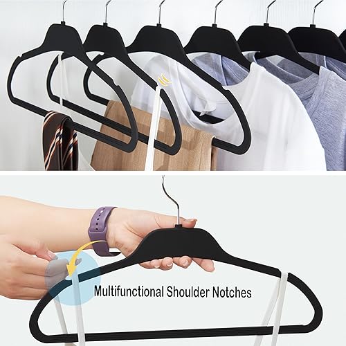 Miniatura 4 de ELONG HOME Perchas con revestimiento de goma, paquete de 30 perchas antideslizantes con ganchos inoxidables, diseño delgado que ahorra espacio para