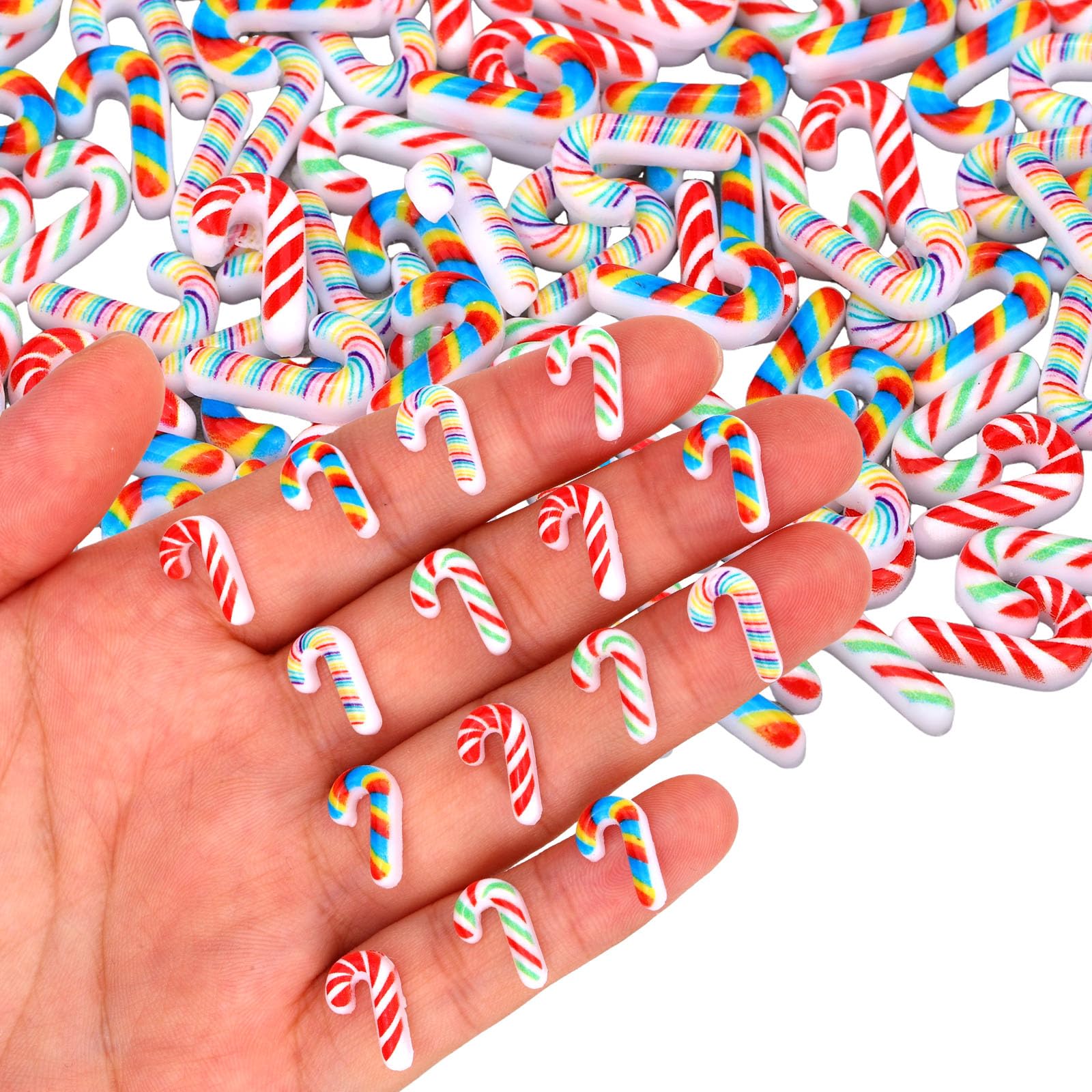 Sinbana 210pcs Mini Candy Canes for Crafts (Mixed Color, Resin) — image 1