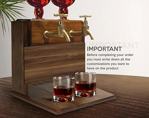 Miniatura 5 de Dispensador de whisky personalizado para el hogar, bar, dispensador de licor de madera grabada, dispensador de licor, juego de decantador de whisky