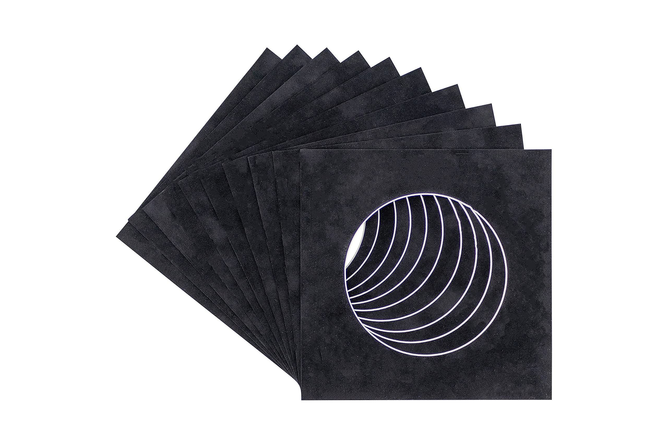 CountryArtHouse Black Suede Acid Free 14x14 Circle Picture Frame Mat with White Core Bevel Cut for 10x10 Pictures - Fits 14x14 Frame - Pack of 1 Matboard Show Kit with Acid Free Backing & Clear Bag