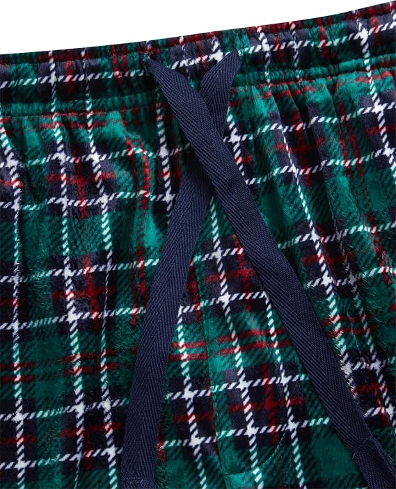 U.S. Polo Assn. Mens Pajama Pants - 30'' Inseam Soft Fleece Plaid Lounge Pants PJ Bottoms Sleepwear with Pockets